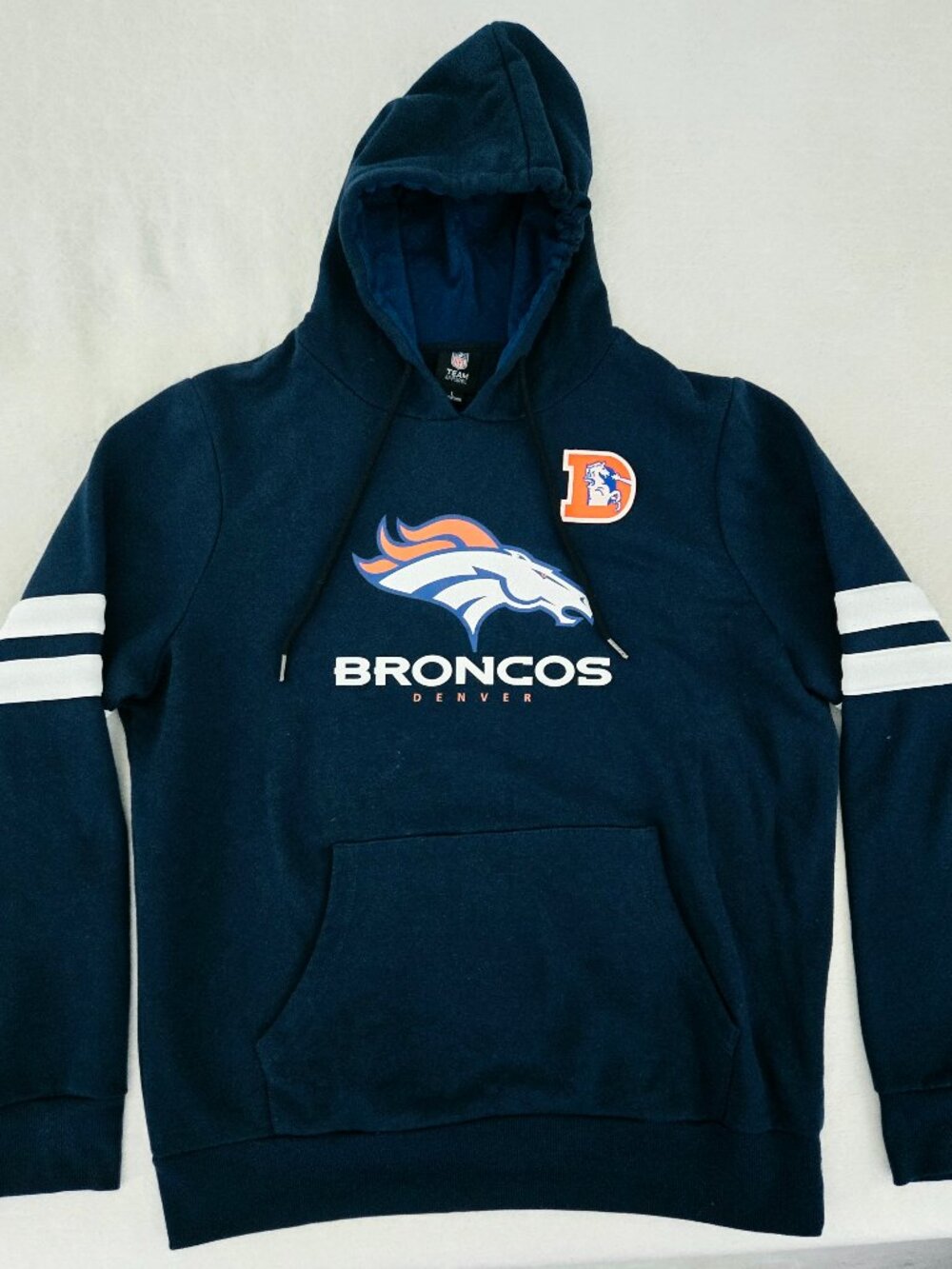 Denver Broncos Hoodie Striped Sleeves (Men's L)